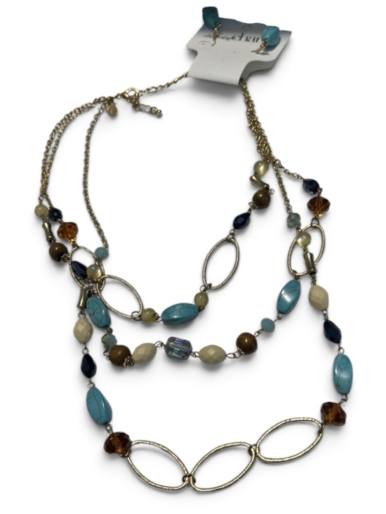 Charming Charlie Jewelry - Charming Charlie Beaded Necklace with Turquoise and Brown Accents Earring Set